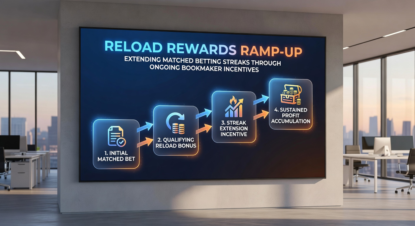 Screenshot of a bookmaker app displaying an active reload bonus offer, highlighting deposit triggers and free bet rewards for matched betting