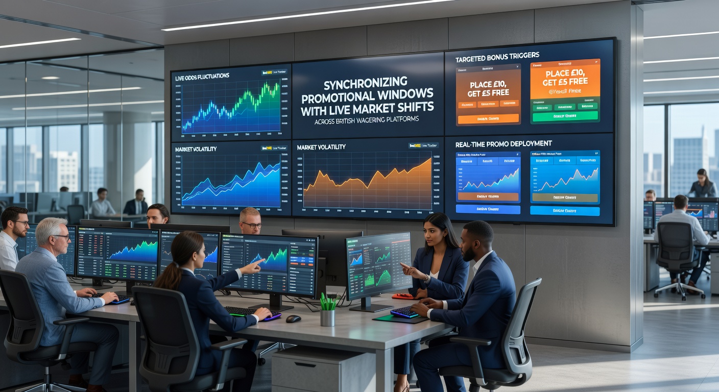 Dashboard interface showing real-time market data feeds linked to active promotional windows on British betting sites