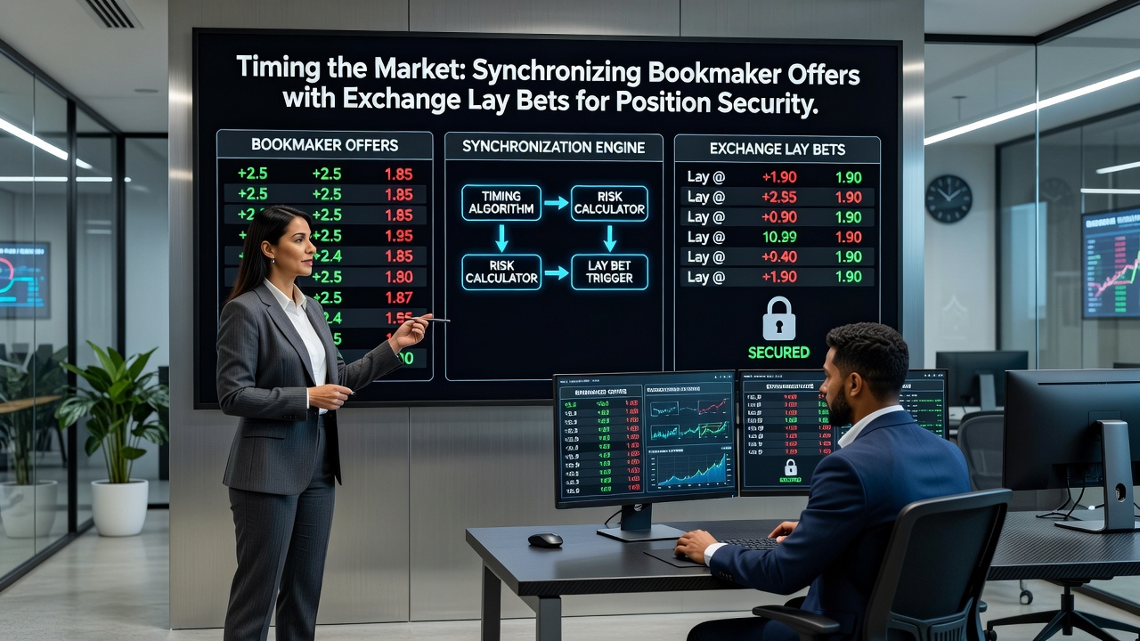 Timeline chart showing synchronized bookmaker offer releases and exchange lay price movements