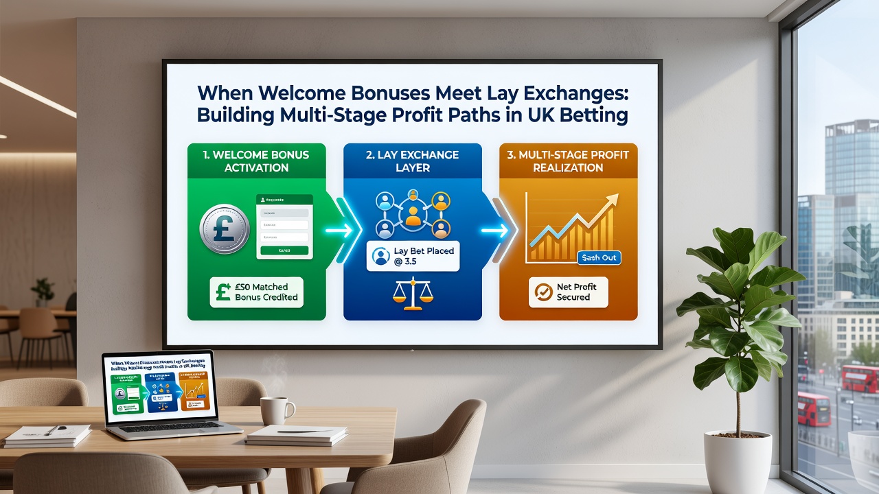 Exchange lay interface displaying matched stakes alongside a bookmaker bonus balance screen